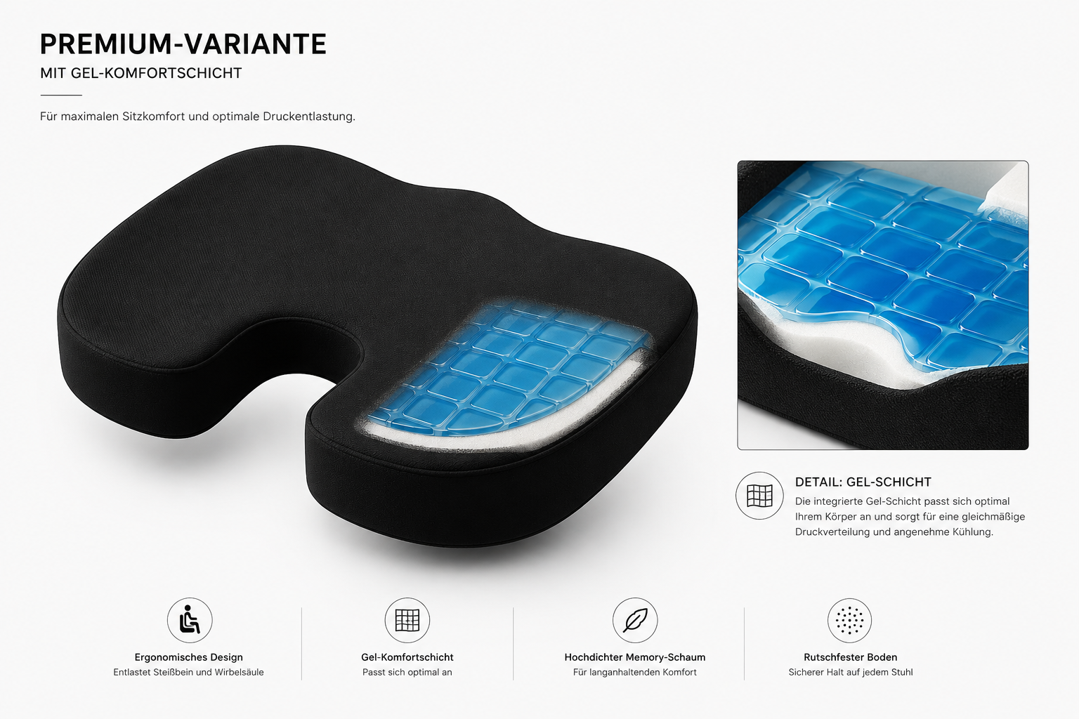 Premium Edition Sitzkissen mit Gel-Schicht